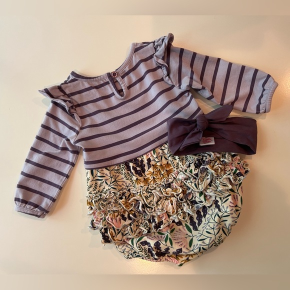 Ruffle Butts Flutter Bubble Romper with Knot Wrap Headband - Picture 3 of 7